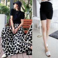 孕妇夏装半身裙时尚新款连衣裙辣妈中长款宽松垂感高腰波点a字裙 黑色安全裤单条 M