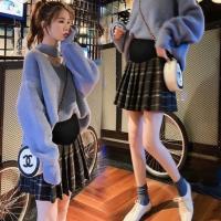 孕妇半身裙春秋孕妇短裙秋冬百褶裙半身托腹包臀打底裙子潮妈秋装 黑色格子 M