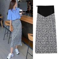 春秋新款孕妈松紧高腰碎花侧开叉褶皱半身裙女中长款孕妇托腹裙子 图片色 M