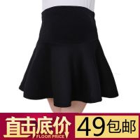 孕妇秋冬毛呢半身裙百褶裙托腹春秋四季百搭时尚宽松大码打底短裙 黑色夏款伞裙罗马布 S(90-110斤)