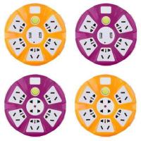 店款家用多孔USB面板插座插排大功率3500W电磁炉专用插板 圆盘黄色[不带线]无赠