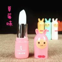 糖果味草莓兔润唇膏水果味无色滋润持久保湿防干裂儿童女生唇膏 兔耳朵润唇膏[草莓味]