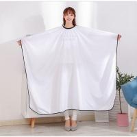 理发围布剪头发围布发廊专用带袖子美发围裙领结围布防静电不粘发 纯色常规款(白色)