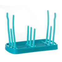 婴儿奶瓶架奶瓶晾干沥水架防尘晾奶瓶架子放奶瓶干燥支架子收纳架 蓝色(可折叠)