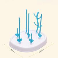 婴儿奶瓶晾干架干燥沥水支架滤干架宝宝奶瓶夹家用挂放奶瓶收纳架 树型沥水架(蓝色)