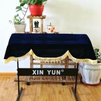 波浪流苏边金丝绒电钢琴防尘布电子琴披电钢琴套 61键88键可通用 深蓝 61键电子琴披(125*70cm)