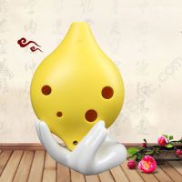 文彦6孔AC调短嘴塑料陶笛六孔中音C调塑胶初学乐器送入门全套配件 黄色(送教材+挂绳+笛包)