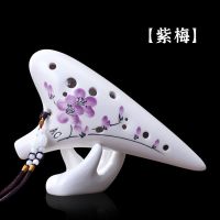 陶笛12孔 初学十二孔中音ac调专业演奏级六学生入门6陶埙乐器空灵 [初学旗舰款]紫梅