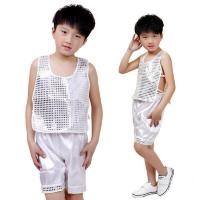 元旦儿童演出服幼儿舞蹈服装女童腰鼓少儿幼儿园环保肚兜服饰表演 男童白色 建议身高80-90cm
