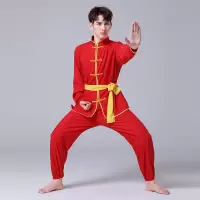 新款舞龙舞狮服装民族打鼓服腰鼓演出服装锣鼓服男女龙灯服秧歌服 红色没有图案 160cm