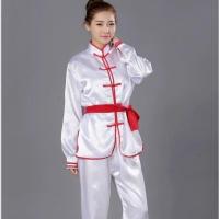 练功民族打鼓服演出服舞龙舞狮表演服腰鼓服武术舞台服男女秧歌服 白练 110