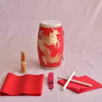 12 14 15cm沥龙腰鼓 儿童 成人秧歌腰鼓队 幼儿园打击乐器 12cm浰龙腰鼓+鼓棒+背带+方巾