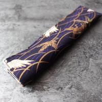 中国风钢笔笔帘复古简约帆布卷笔袋大容量手工布艺古风钢笔笔袋 单只装笔袋烫金仙鹤