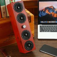 木质笔记本小音响台式电脑usb迷你音箱多媒体手机四喇叭重低音炮 红棕木 A2有线[四喇叭*重低音炮]