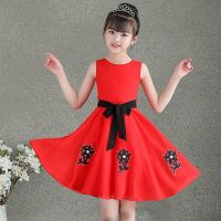 儿童礼服公主裙女童婚纱小花童蓬蓬纱洋气模特走秀钢琴演出服夏季 1720红色 110