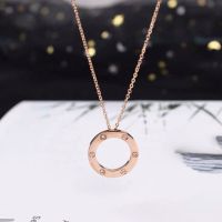 不掉色玫瑰金锁骨链圆环镶钻吊坠ins冷淡风女 肖战任嘉伦同款项链