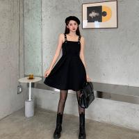 [厂家直销]炸街套装裙两件套小黑裙背带裙女收腰小个子吊带裙潮 背带裙一件[优质版] M