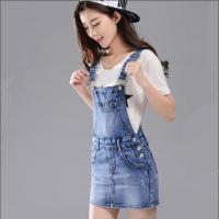 牛仔背带裙女2021新款夏季半身裙显瘦修身包臀弹力小个子吊带短裙 浅蓝色背带短裙 XS 70-85斤