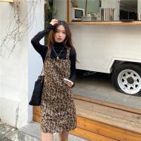 心机洋气豹纹毛呢背带连衣裙女潮秋冬季2020新款裙子小个子显瘦 豹纹背带裙 S [80-95]