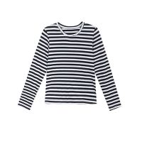 牛仔背带裙女两件套装裙秋冬新款韩版大码显瘦连衣裙套装长袖T恤 单件条纹长袖 S 建议96斤内