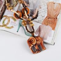 8.9/条连衣裙毛衣链配饰民族风女长款百搭项链挂件木质链仿木鱼 大象