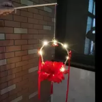 汉服手持物昙花宫灯手提灯笼走秀演出古风新年花灯元宵节拍照道具 红色(杜丹)+灯带 成品(收到就可用)