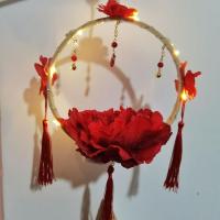 汉服手提古风花灯牡丹花灯拍照道具昙花花灯汉服配饰中秋节灯笼 红色牡丹花(小)