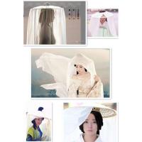 古风影视道具侠女斗笠帽diy舞台演出道具斗笠幕离防晒遮容帽面纱 单独纱默认一米白色(无斗笠)