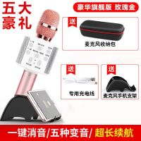 麦克风低音炮话筒全民无线K歌唱歌神器蓝牙音响一体手机低音炮家 玫瑰粉 低配款[入门级别丨]