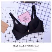 幸福狐狸内衣女无痕无钢圈文胸小胸聚拢性感透气调整型胸罩女 07款黑色 32/70A