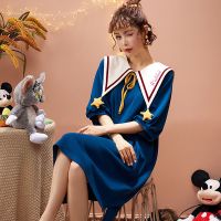 睡衣女夏季棉质短袖公主风长款过膝睡裙夏季学生韩版可外穿家居服 A11502-[睡裙] M [建议]75-95斤