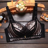 夏季收副乳内衣女聚拢文胸性感抹胸裹胸胸罩无钢圈加厚士小胸上托 黑色[单件] 32A/70A(厚杯带按摩手印)