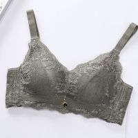 无钢圈超聚拢小胸加厚款平胸蕾丝文胸防下垂调整型收副乳内衣胸罩 绿色(上薄下厚) 32/70A