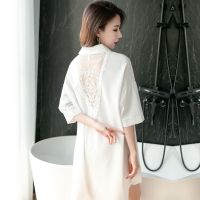 男友风衬衫性感睡衣女春秋雪纺薄私房睡裙中长款露背诱惑可外穿夏 MXJ 09#[优质面料] M 建议80-110斤