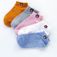 袜子女韩版中筒袜ins秋冬长筒袜日系可爱小熊夏季薄短袜百搭女袜 A-04组(小熊船袜) 5双装(图片色发货)