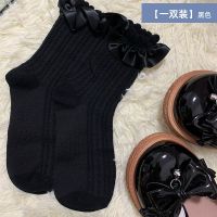 洛丽塔袜子女中筒秋冬花边蕾丝配皮鞋可爱公主白色jk日系lolita棉 [一双装]黑色
