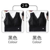 2件装蕾丝美背内衣吊带背心内搭一体抹胸女士聚拢无钢圈文胸裹胸 黑色+黑色 2件装 M码 80斤一100斤