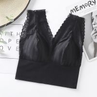内衣女新款夏季蕾丝中长抹胸吊带打底背心美背文胸一体聚拢防下垂 黑色 均码[建议80-115斤]