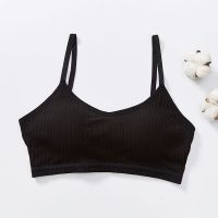 美背无钢圈聚拢小胸罩吊带内衣一体裹胸学生防走光少女抹胸式文胸 黑色 M 建议80-110斤