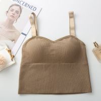 吊带背心美背外穿打底抹胸式文胸一体聚拢无钢圈防下垂内衣女裹胸 1件卡其色 均码 70斤-135斤