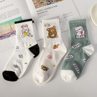 袜子女韩版长筒袜ins潮卡通中筒袜可爱日系秋冬款学院风少女长袜 3双装卡通组合一 (35-41)均码收藏优先发货