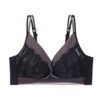 内衣女薄款聚拢收副乳防下垂调整型大胸显小文胸小胸罩套装无钢圈 黑色 32/70A