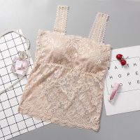 带胸垫夏季中长款美背性感蕾丝吊带背心女抹胸防走光裹胸打底内衣 [防滑蕾丝宽肩带]肤色 加大码[适合130-155斤]