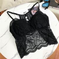 夏季可调节肩带拼蕾丝净色美背性感舒适吊带抹胸女欧洲站2020新款 黑色中厚1.5CM手托杯 均码 体重100-160斤