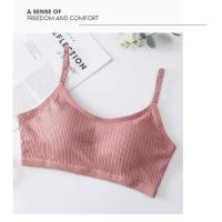 吊带美背心文胸女无钢圈聚拢防震防下垂聚拢高中生上托一体杯内衣 [单件装]豆沙粉 M[80-105斤]