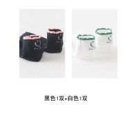 袜子女短袜可爱日系ins潮百搭韩版学生夏季薄款船袜新款防臭棉袜 黑色1双+白色1双