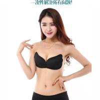 拉拉女神婚纱礼服胸贴加厚聚拢绑带透气乳贴无肩带防滑隐形文胸女 黑色 A杯