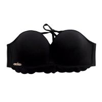 5厘米加厚小胸聚拢防滑上托无肩带内衣隐形文胸贴女婚纱抹胸拉绳 单件:黑色 32/70AB