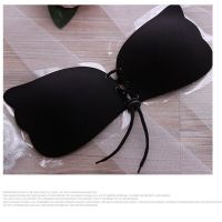 隐形文胸硅胶胸贴小胸新娘婚纱聚拢防水游泳拉沟女神胸贴礼服内衣 黑色 A(适合32A32B34A)