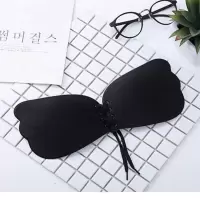 硅胶隐形文胸婚纱礼服吊带内衣胸贴薄款无肩带乳贴小胸聚拢胸垫女 羽翼黑色 A